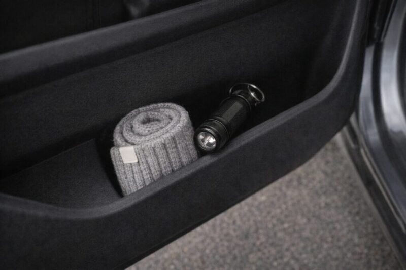 100均を予備として車に常備し急な冷え込みに備えるイメージ