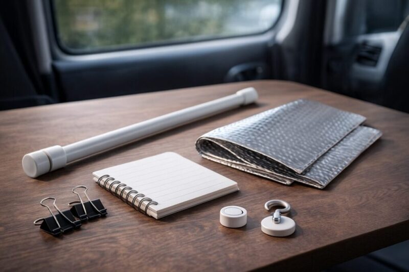 100均・ダイソーの道具で車中泊の目隠しを作るための最小セット