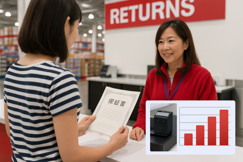 返品カウンター+保証書イメージ