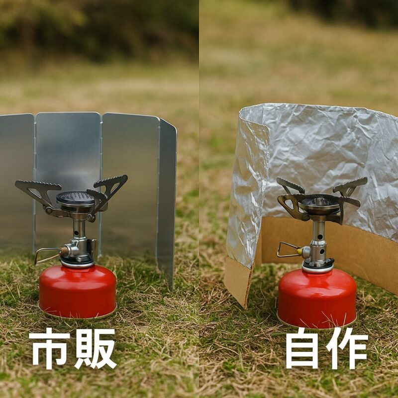 画像:市販と自作風防の使用シーン比較