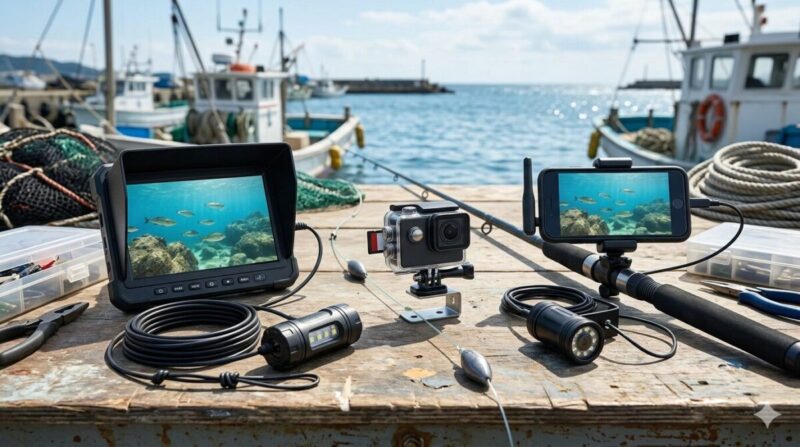 3つの異なるタイプの水中カメラ。