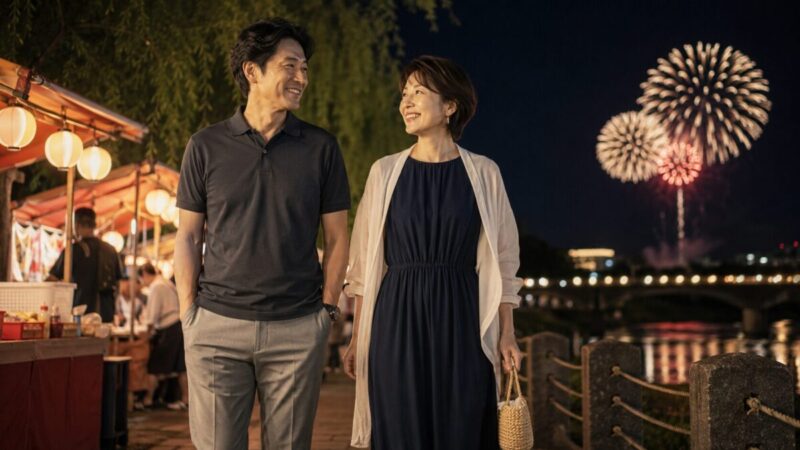 40代が花火大会で大人っぽく見える落ち着いた服装