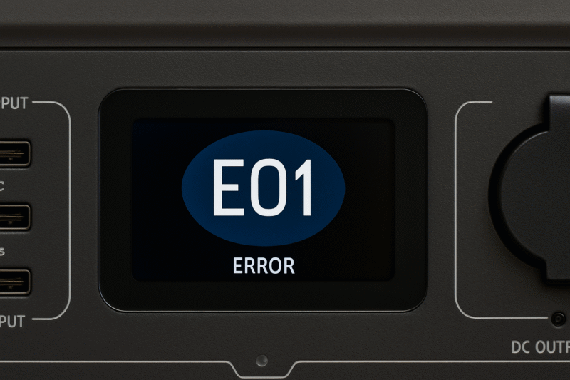 E01/E02などのエラーが表示されたディスプレイ拡大図イメージ