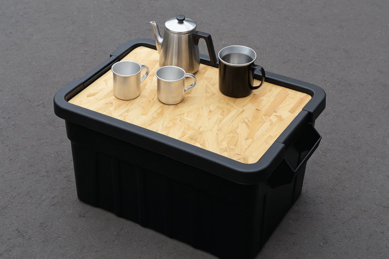 天板を取り付けてコーヒーセットを載せた状態イメージ