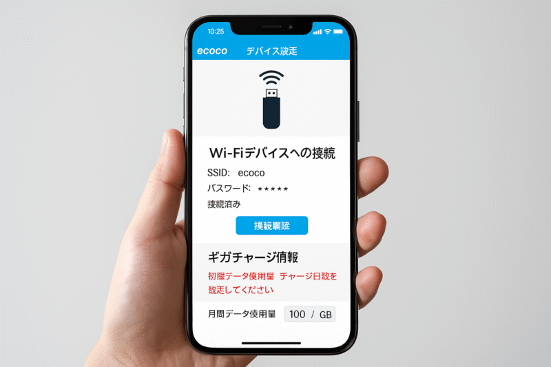 SSIDやギガチャージの情報が読み取れるようになっているイメージ