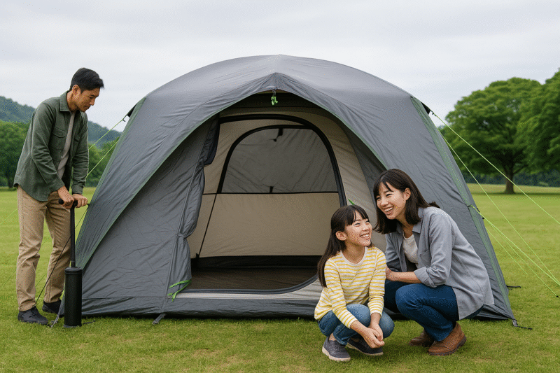 画像案:「1人で設営する様子」