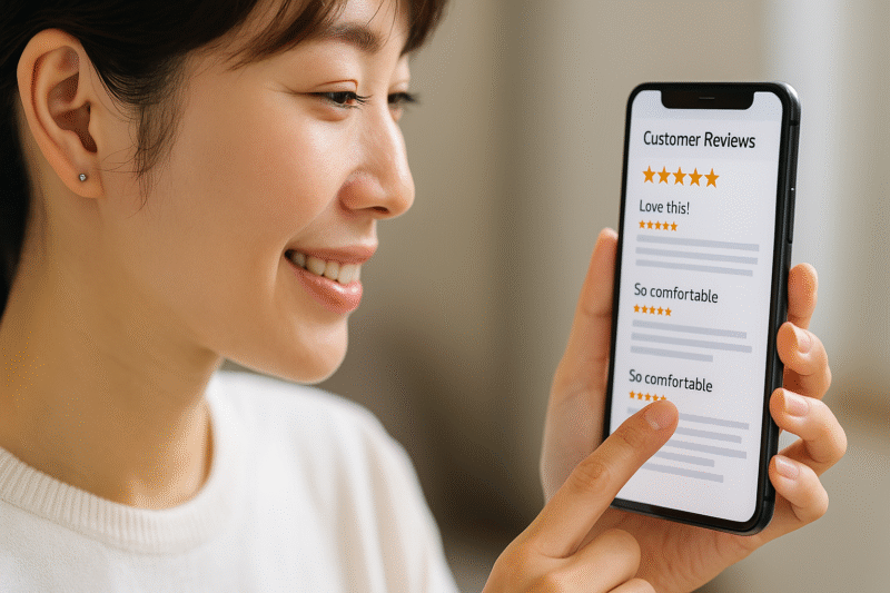 スマホでレビューを見ている様子イメージ