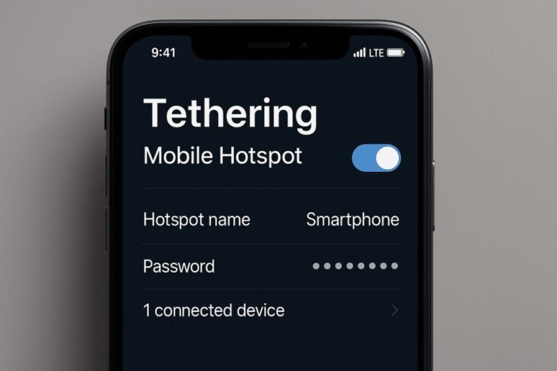 テザリング接続中のスマホ画面イメージ