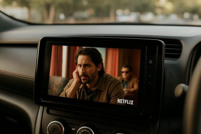 Netflixを再生している車載モニターイメージ