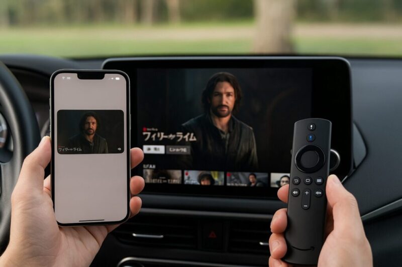 iPhoneからFire TV Stickへミラーリングしている画面例イメージ