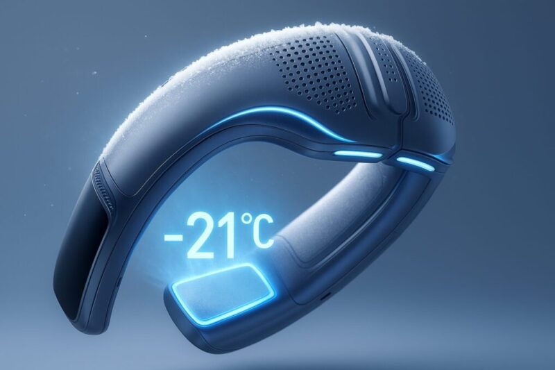 冷却プレート部分が光っているような演出、"-21℃"と表示イメージ