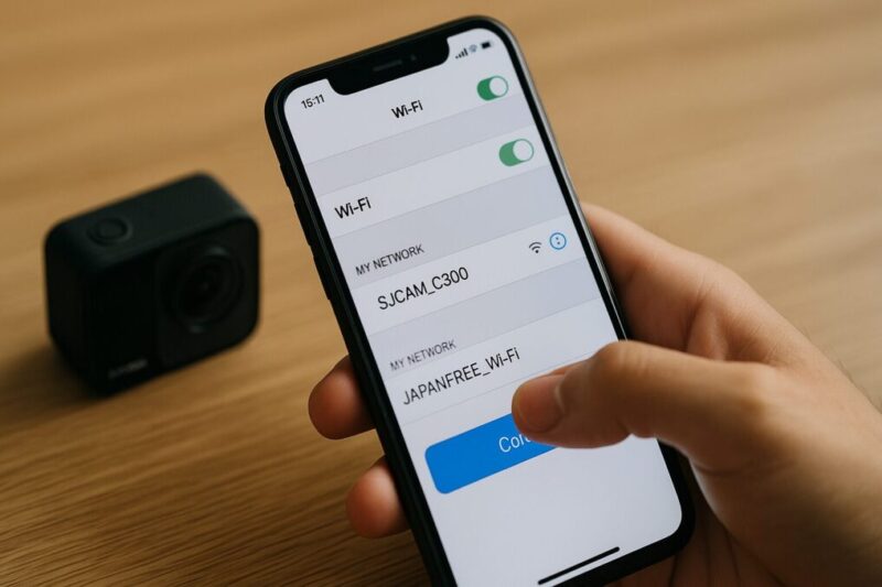 SJCAMのSSIDを選択して接続しているスマホの画面イメージ