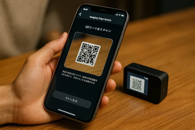 Imaging Edge MobileでQRコードをスキャンしているシーンイメージ