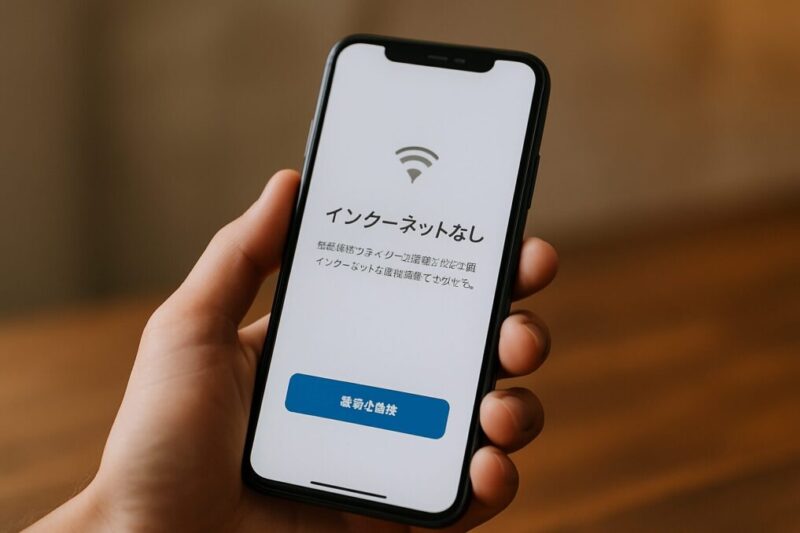 “インターネットなし”と表示されても接続を維持しているスマホイメージ