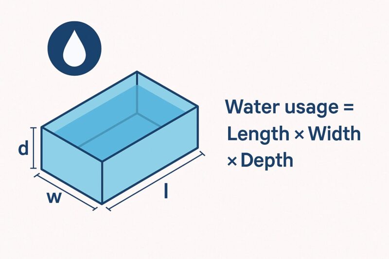 水量計算式を図で説明したイラストイメージ