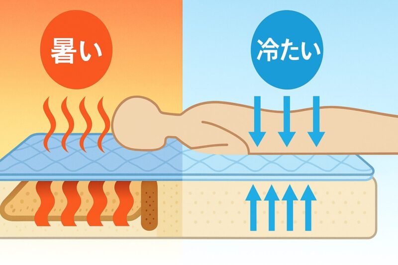 熱がこもっている断面イメージ図(冷感素材でも通気悪い)イメージ