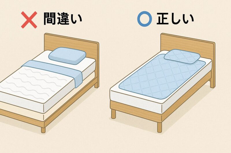 敷き順の間違いと正しい敷き順の比較図イメージ