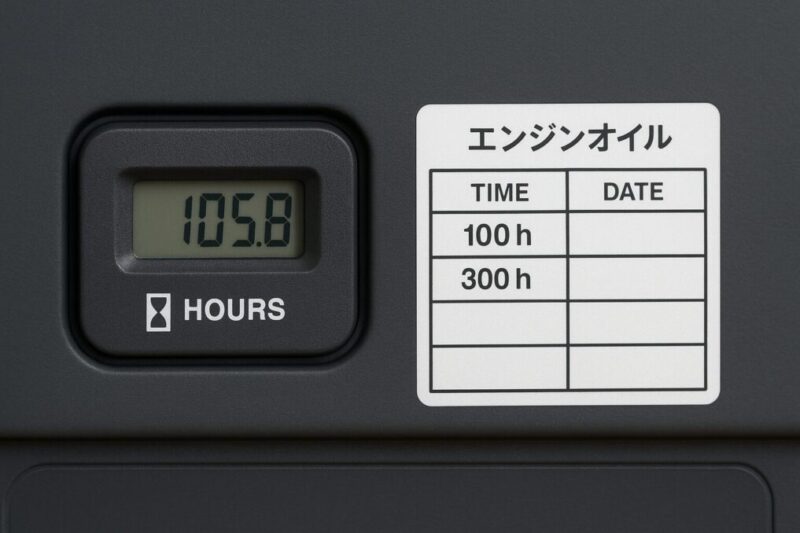 使用時間メーターとオイル管理表の画面キャプチャイメージ