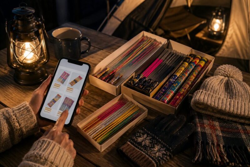 冬に買える手持ち花火を通販や店頭用に準備する様子