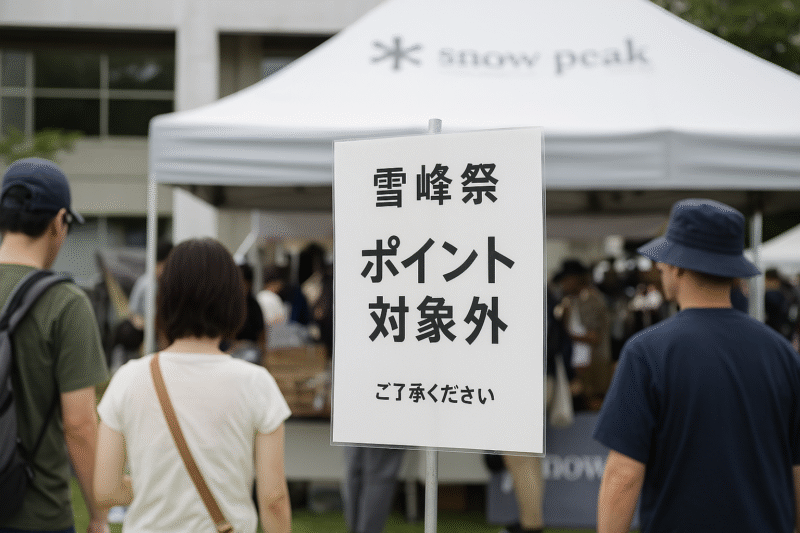 雪峰祭：イベント会場でポイント対象外の張り紙
