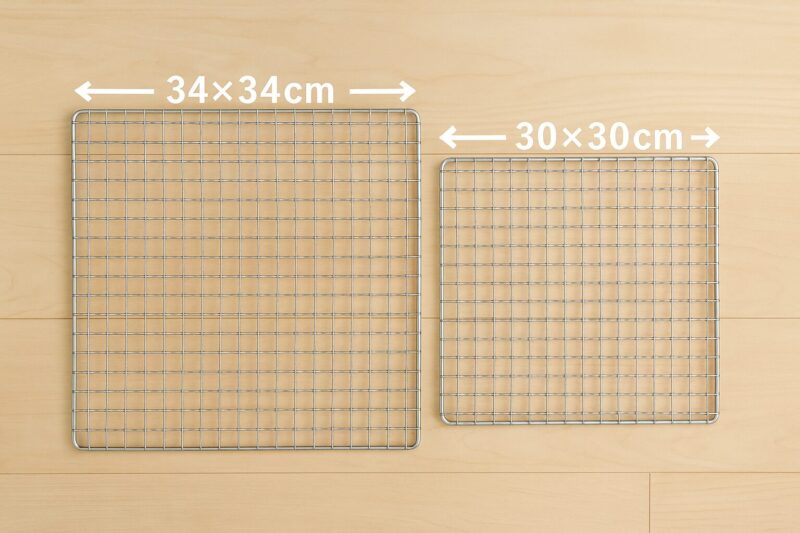 サイズ比較図：34×34cm vs 30×30cm