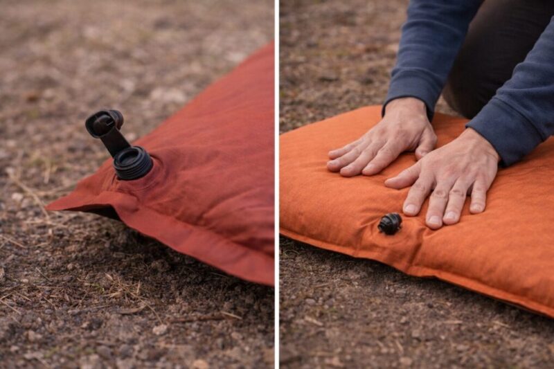 インフレーターマットを準備している様子