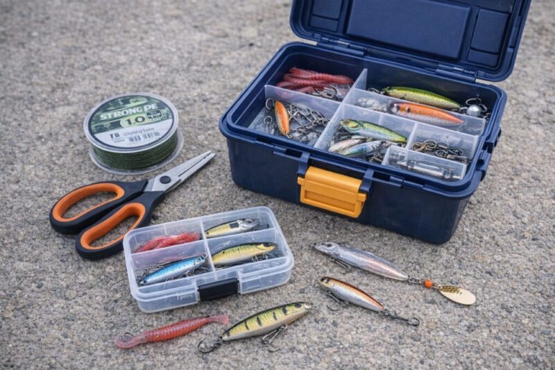 ホームセンターで釣り収納の代用品を探す売り場イメージ