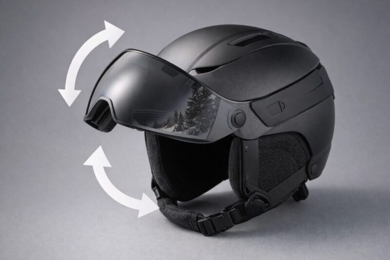 バイザー一体型ヘルメットの構造が分かる商品イメージ