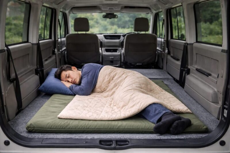 疲れにくい姿勢で眠れる車中泊レイアウト