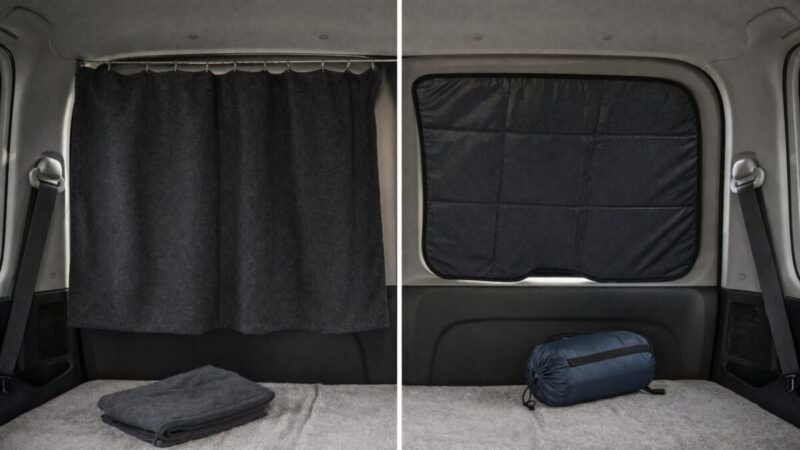 簡易カーテンと専用品のフィット感を比較したイメージ