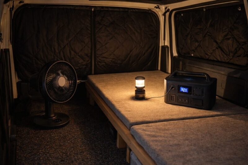遮光と換気と電源を整えた車中泊前の車内環境