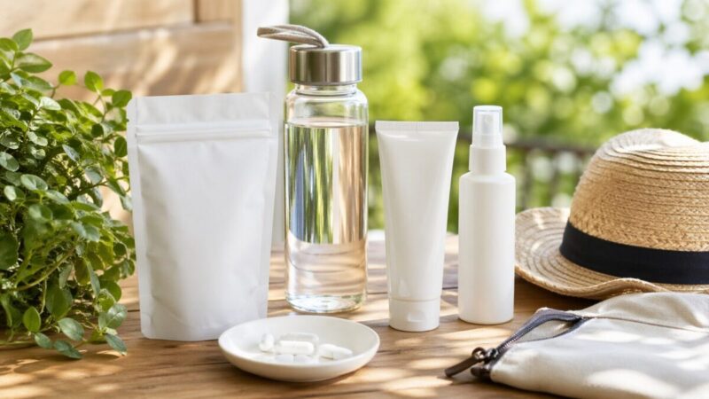 飲むUVケアと塗る日焼け止めを組み合わせて外遊びに備えるイメージ