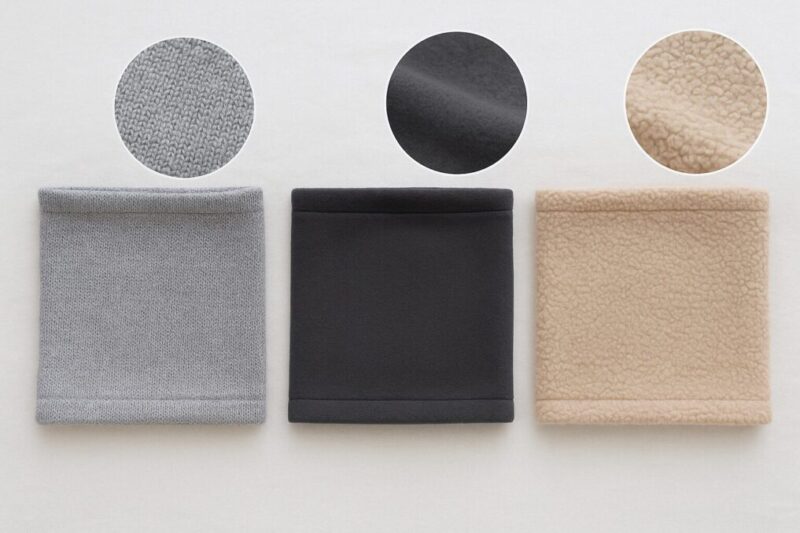 ニット・フリース・ボアの素材違いが分かるネックウォーマー比較イメージ