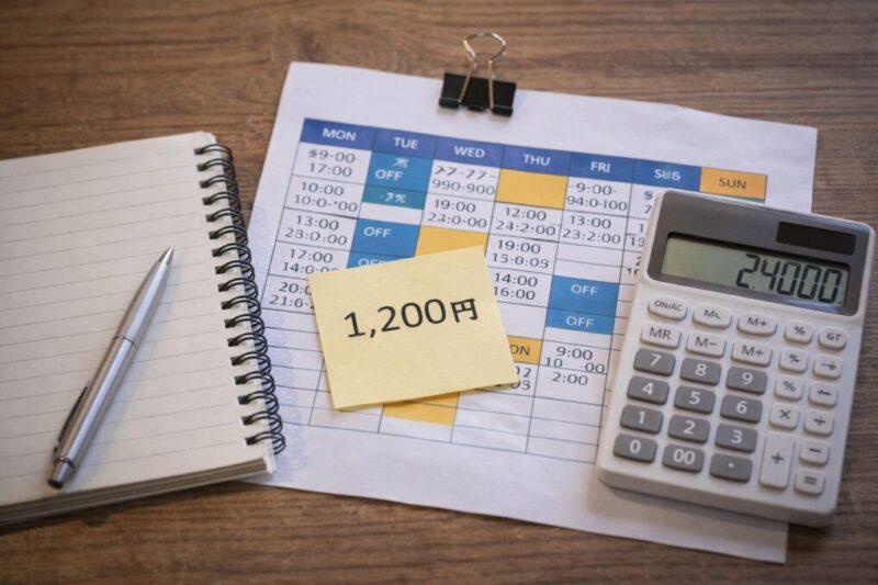 グランピングバイトの給料や時給を比較するイメージ