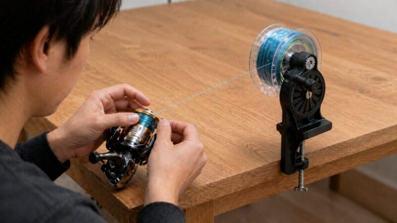 巻き始めの安定感を確認しながら準備している様子。