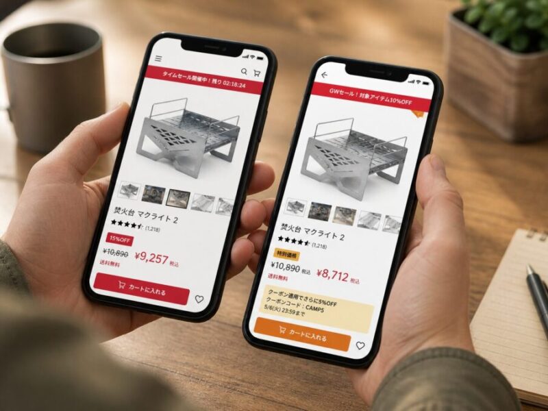 焚き火台の通販価格やセール情報を比較するイメージ