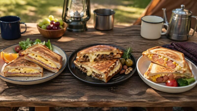 朝食やおつまみや子ども向けに具材を変えたホットサンドの比較イメージ