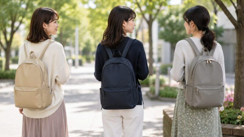 女性の私服に合わせやすい丸みのあるリュックのイメージ