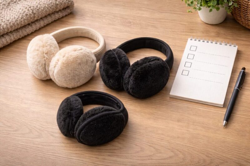 100均の耳当てを条件で比較するイメージ