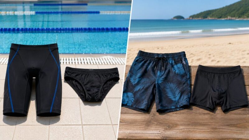 競泳用水着とレジャー用サーフパンツに合わせるインナーパンツの違い