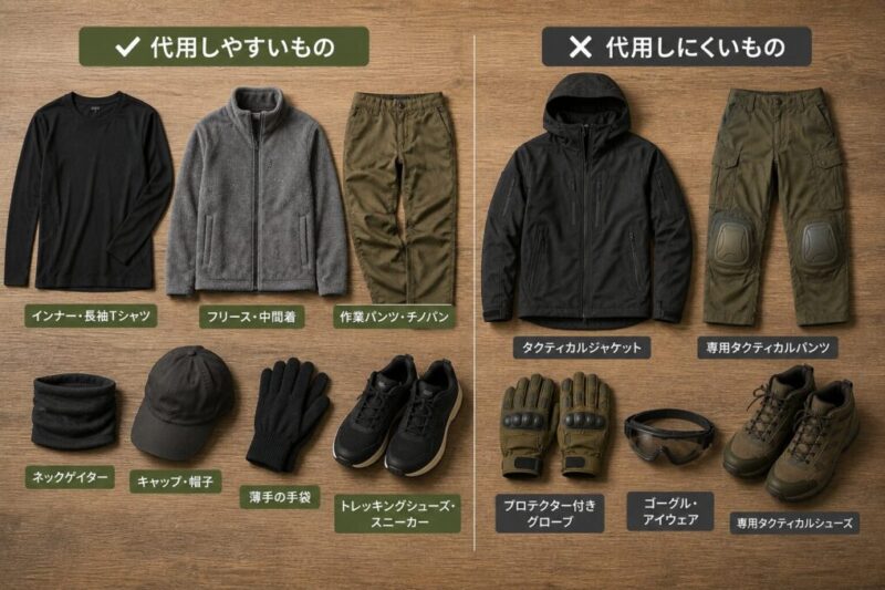 サバゲー服装で普段着代用できるものとワークマン風装備で選びたいものの比較