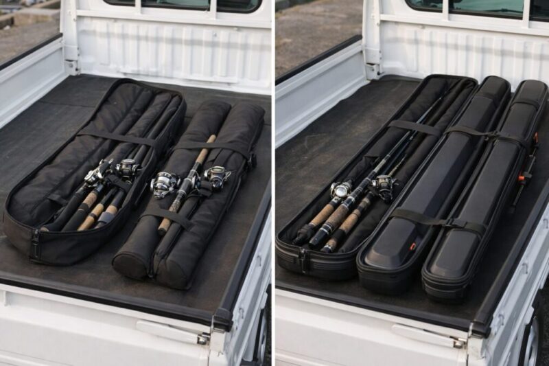 軽トラ荷台で使うロッドケースの比較イメージ