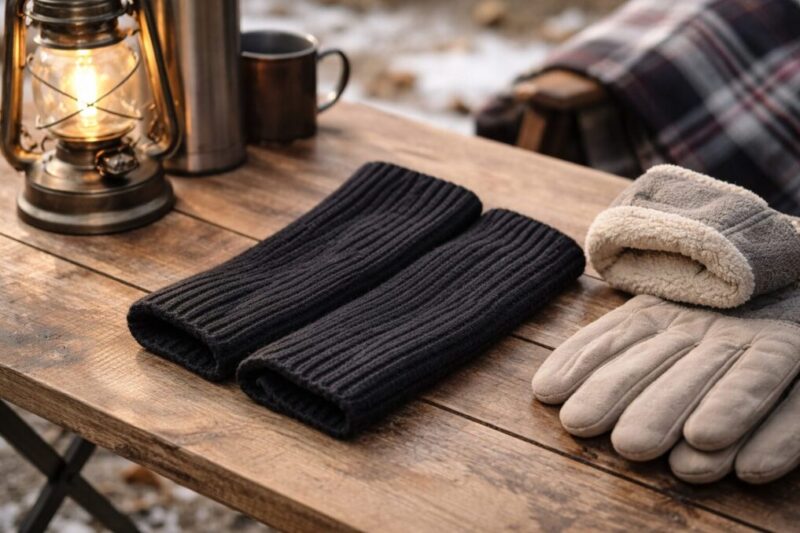 冬キャンプで厚手の無地アームウォーマーを準備する