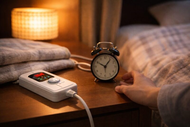 一晩つけっぱなしを防ぐためにタイマーを意識するイメージ