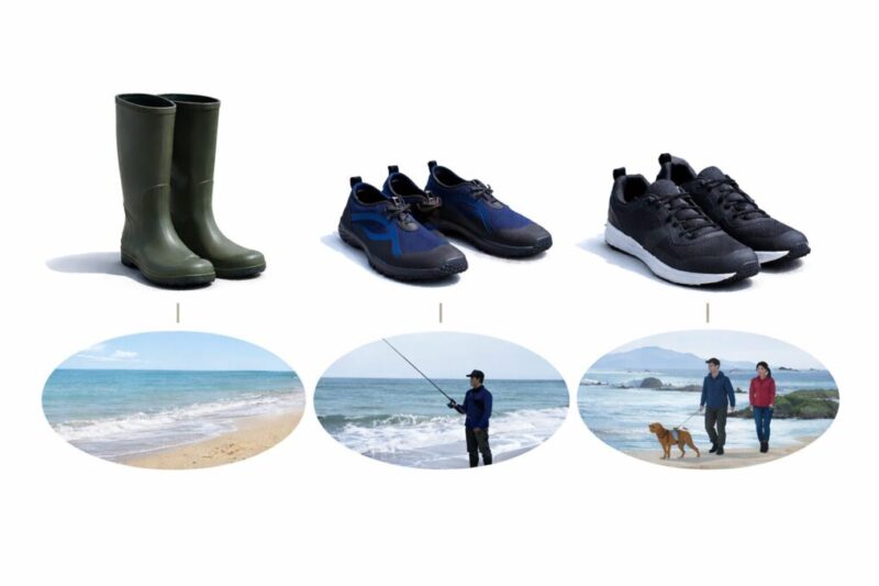 長靴とマリンシューズと防水スニーカーの使い分け比較図