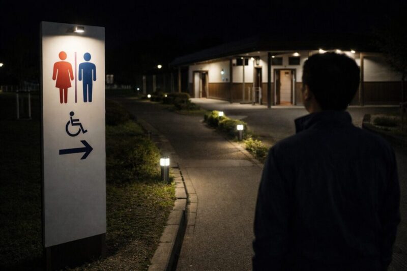 夜間でも移動しやすい道の駅トイレ周辺のイメージ