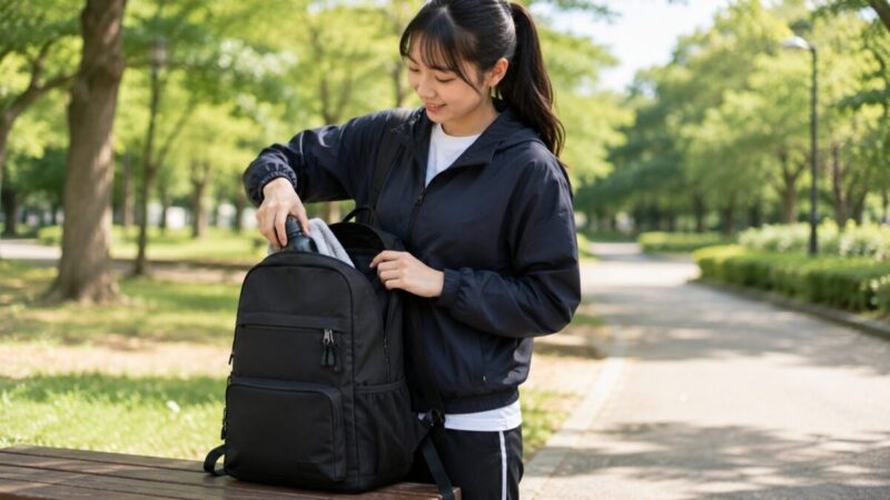 部活や公園レジャーで使いやすいスポーツ系リュックのイメージ