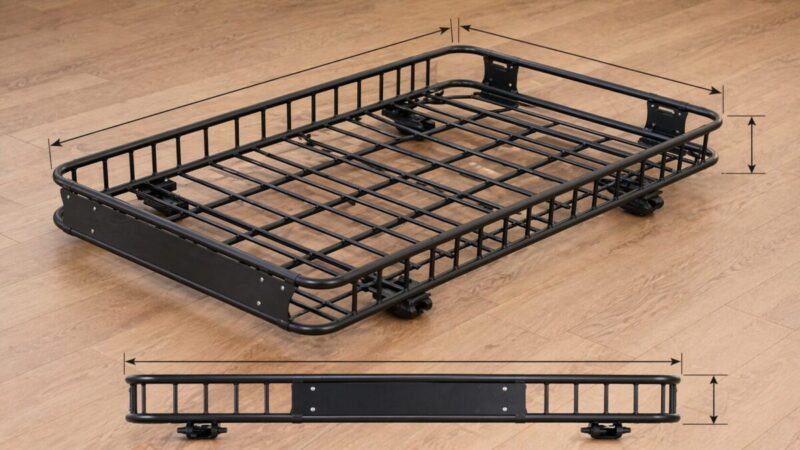 ルーフラックの大きさや高さの目安がわかるように示された寸法イメージ