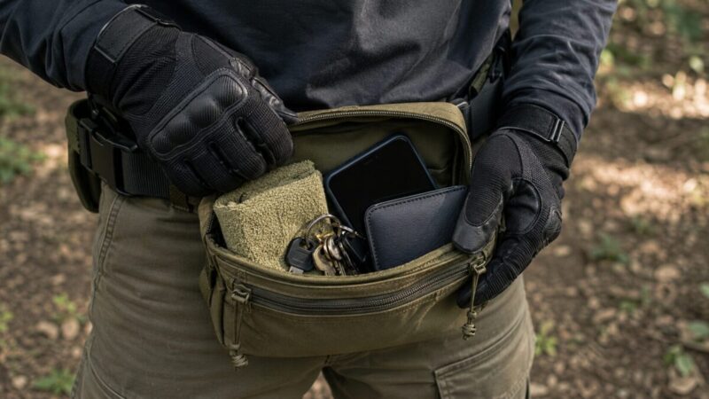 サバゲー軽装でスマホや鍵を収納するベルトポーチの使い方