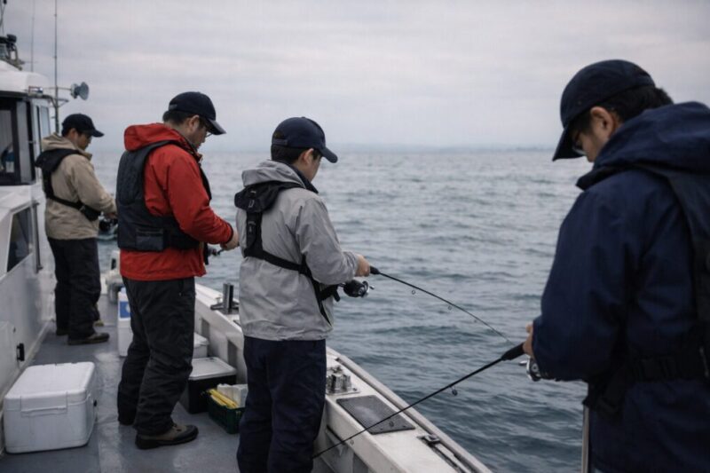 初心者でも乗りやすそうな遊漁船の雰囲気が伝わる船上風景